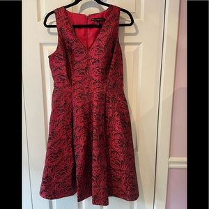 White House Black Market Rose Jacquard Fit-And-Flare Dress
